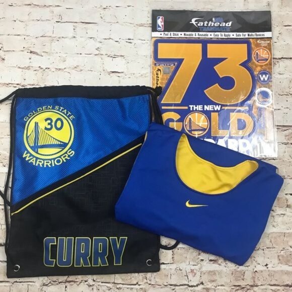 Golden State Warriors Bundle Nike Jersey & Curry Bag,  and Fat Head Stickers - Picture 2 of 7